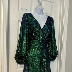 NWT Green Navy Sequin Dress